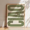 Chic Ciao Retro Green Canvas Wall Art - Frameless Minimalist Poster for Home & Office Decor, Unique