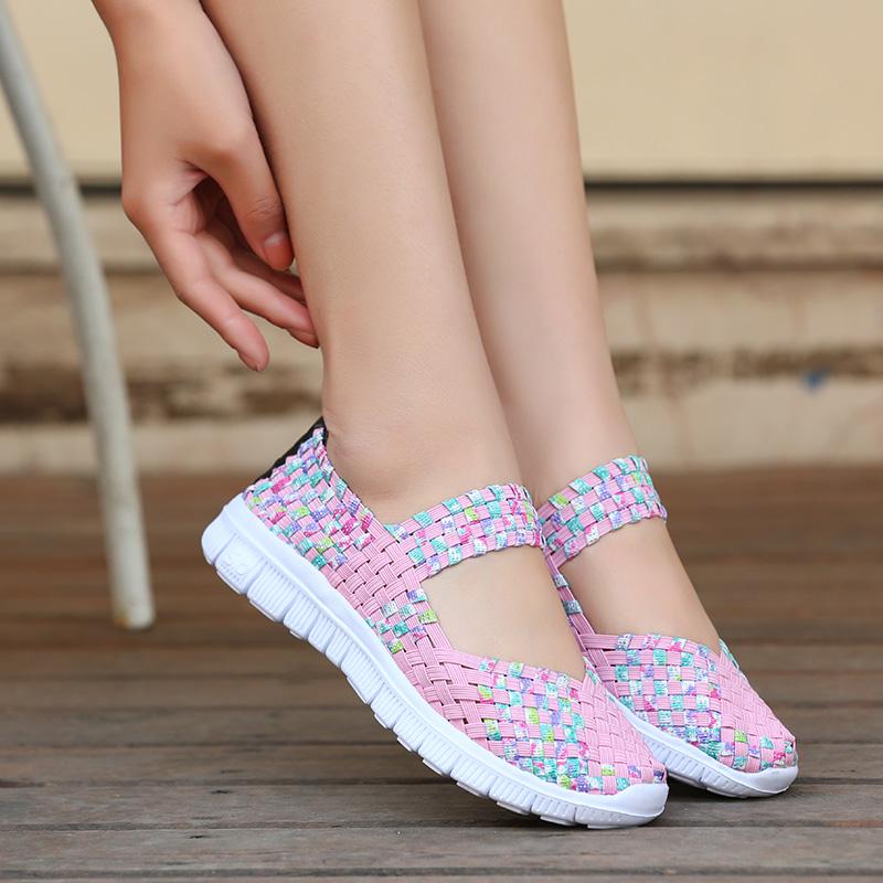 Summer Mary Jane Sandals Lady Handmade Braid Sandals Women Weave Flat Shoes Plus Size Beach Shoes