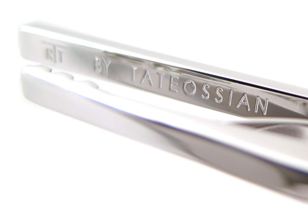 TATEOSSIAN Grid Long Tie Bar Tie Tie (Rhodium) (Tie Pin, Clip, Clip)