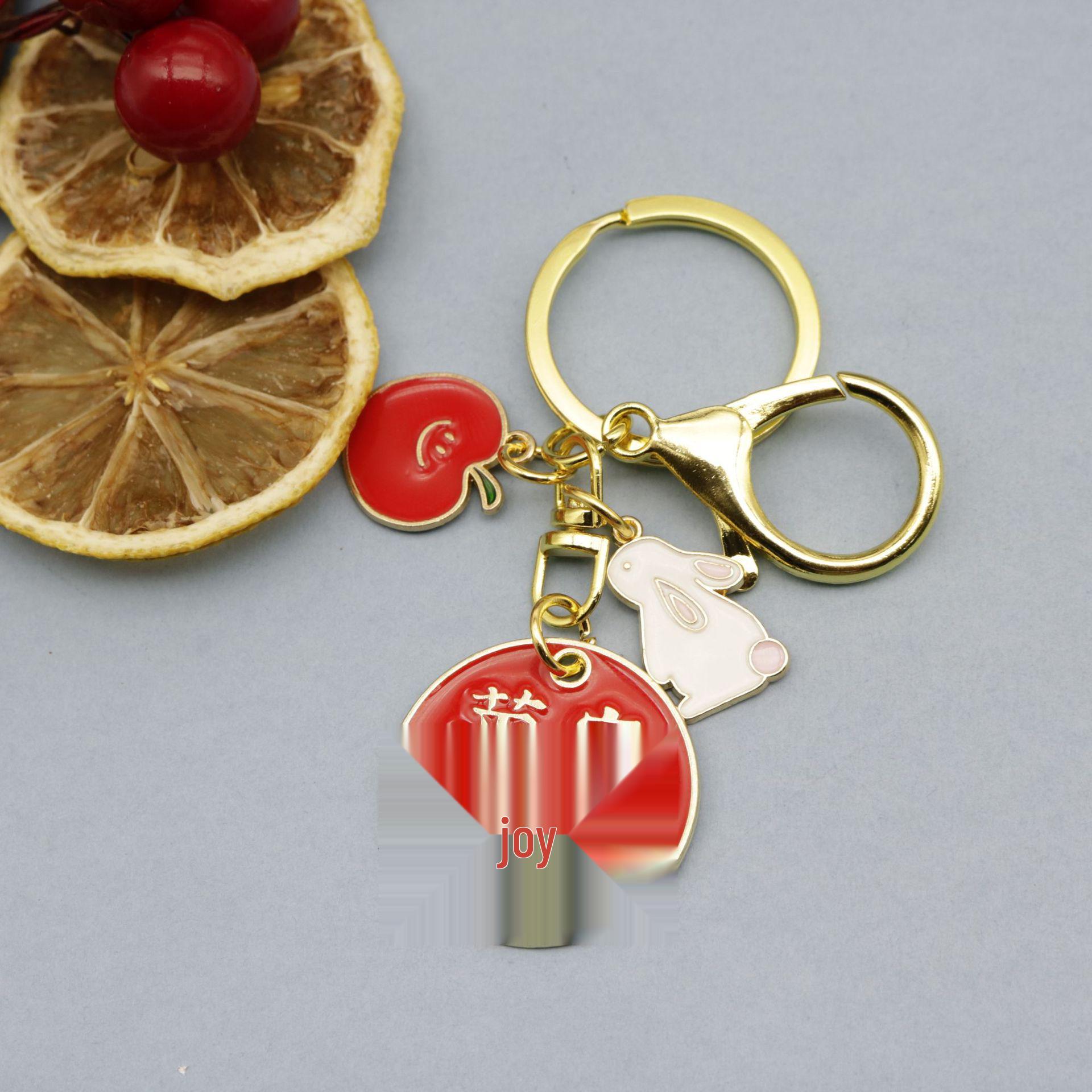 Cartoon Red Fruit Text Style Student Keychain Pendant Alloy Decoration