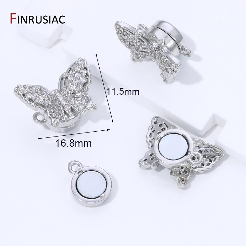 

18K Gold Plated Brass Zircon Butterfly Magentic Clasps for Jewelry,Connector Clasps for DIY Necklace Bracelet Making Findings 1 piece