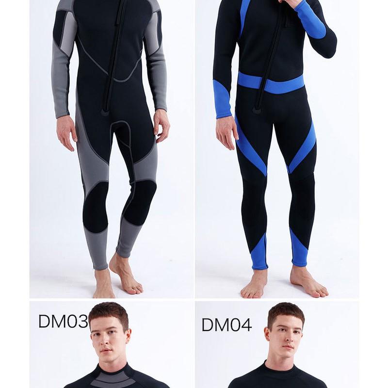 3mm Neoprene Full Wetsuit Men - Warm Long Sleeve Dive Suit Surfing Snorkeling Cold Water Swimming