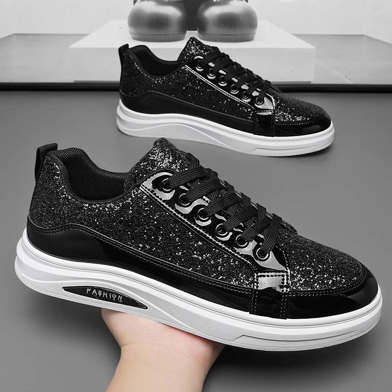 Boys Shoes Luxury Casual Shoes Men Sports Shoe Skateboarding Spring/Autumn Designer Thick Bottom Bright Surface Social Shoe Male