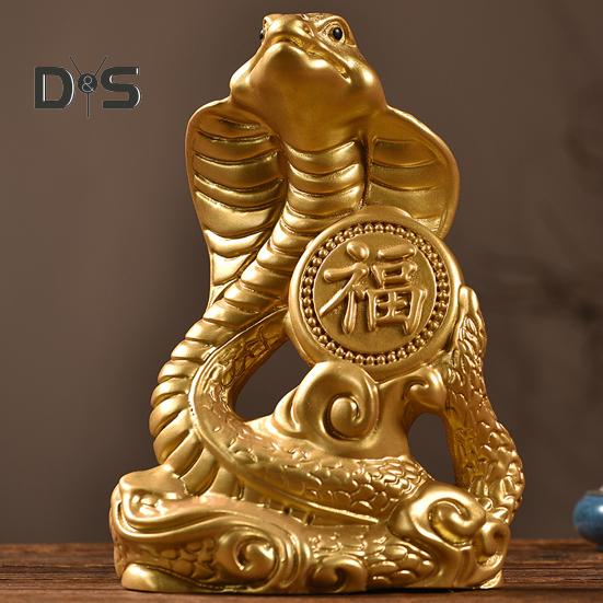 Schlangenstatue mit chinesischem Sternzeichen, kleine hölzerne Feng-Shui-Tierfigur, Schlangenskulptur zum Neujahrsfest 2025, Heim- und Bürodekor für Glück, Erfolg, Reichtum
