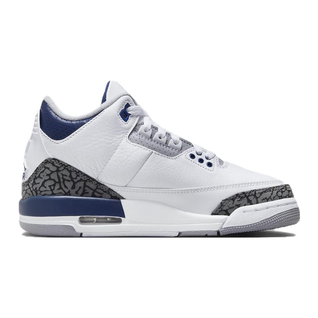 Air Jordan 3 Retro GS Midnight Navy Kids Sneakers White Cement-Grey Black DM0967-140