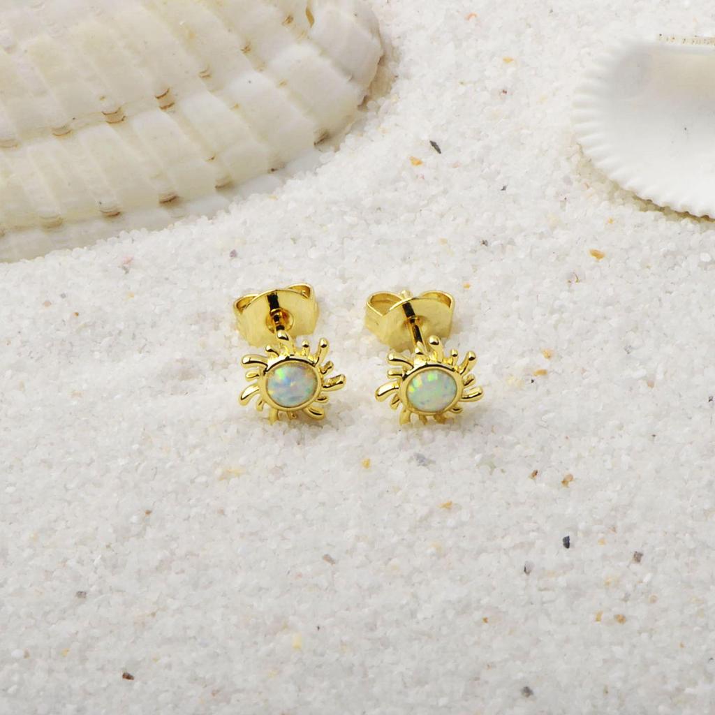 Ocean Style Opal Sun Earrings for Beach Girls