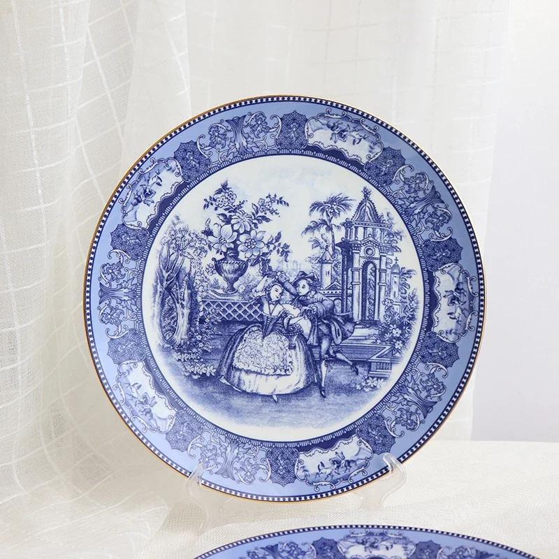 Blue Downton Abbey Food Plates, French Retro Tea Cup Set, Bowls, Dinner Plates, Fruit Tray, Fish Dish, Tableware, Dinnerware
