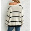 Women Casual Off Shoulder Knit Sweater Loose Fit Long Sleeve Pullover