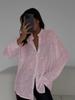New Spring & Summer Pearl Beaded Top Cardigan with Stand Collar Long Sleeve Women's Shirt Jacket Basic Style