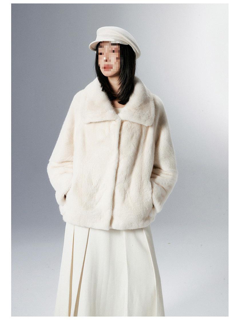 

Пальто из норки свободного кроя в корейском стиле 2025 года с рукавами «летучая мышь» для женщин, доступно в больших размерах Small белый