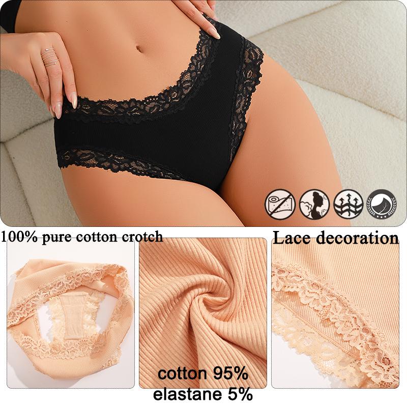 2 Teile/satz Baumwolle Unterwäsche Für Frauen Sexy Spitze Gerippt Floral Thongs Weibliche Atmungsaktive Feste T-back Bikini S-XL Sexy spitze Höschen