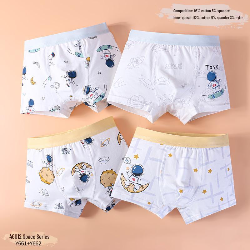 Children's Summer Cotton Boxer Briefs (Class A) for Boys Aged 9-12 - No Pinch Design.