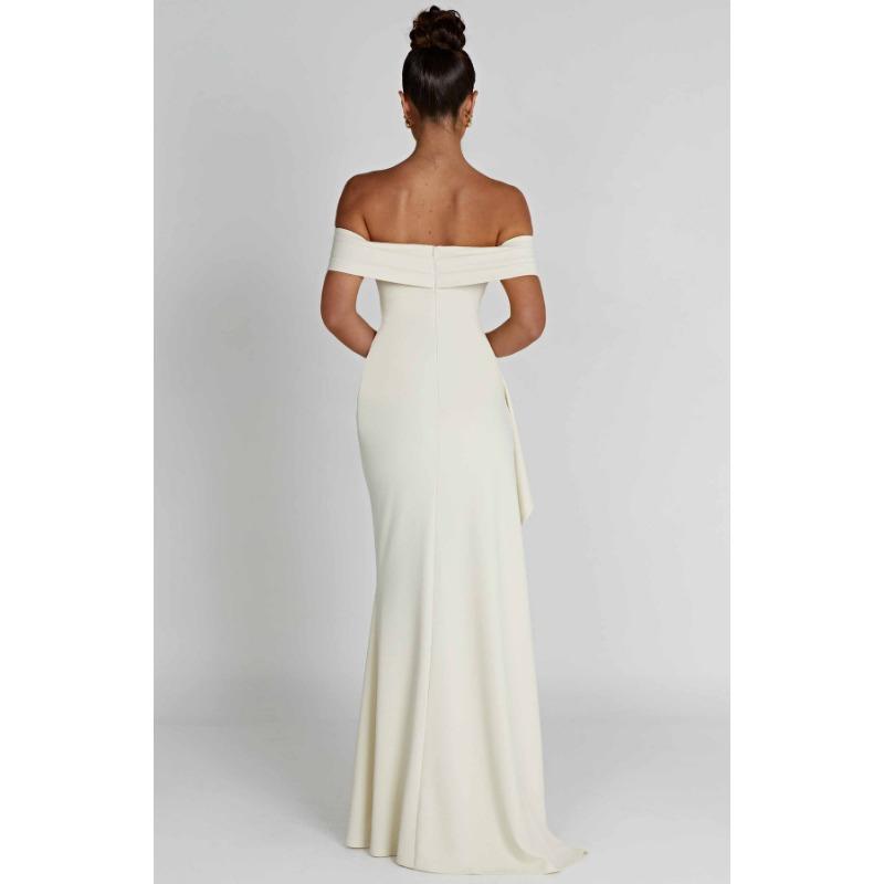 Women Sexy Strapless Off Shoulder Backless Slit Long Bodycon Dress