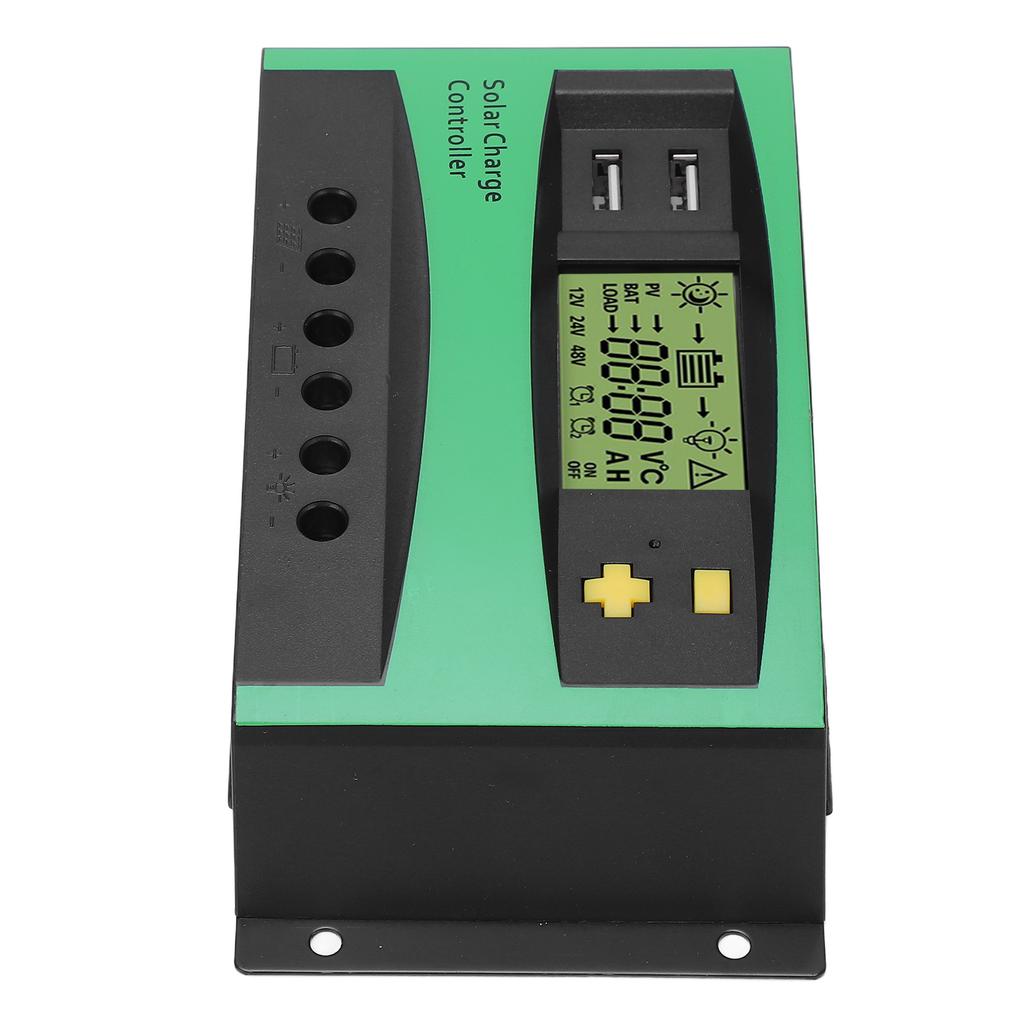 Solar Charge Controller PWM Panel Regulator 12V 24V 30A with 2 USB 5V Outputs RV Boat Supplies