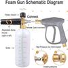 M22-14 Hochdruck-Wasserpistole Schaumsprühbehälter Set 1L Schaumsprühbehälter 1/4 Schnellkupplung 5 Farb-Düse Autowasch-Set