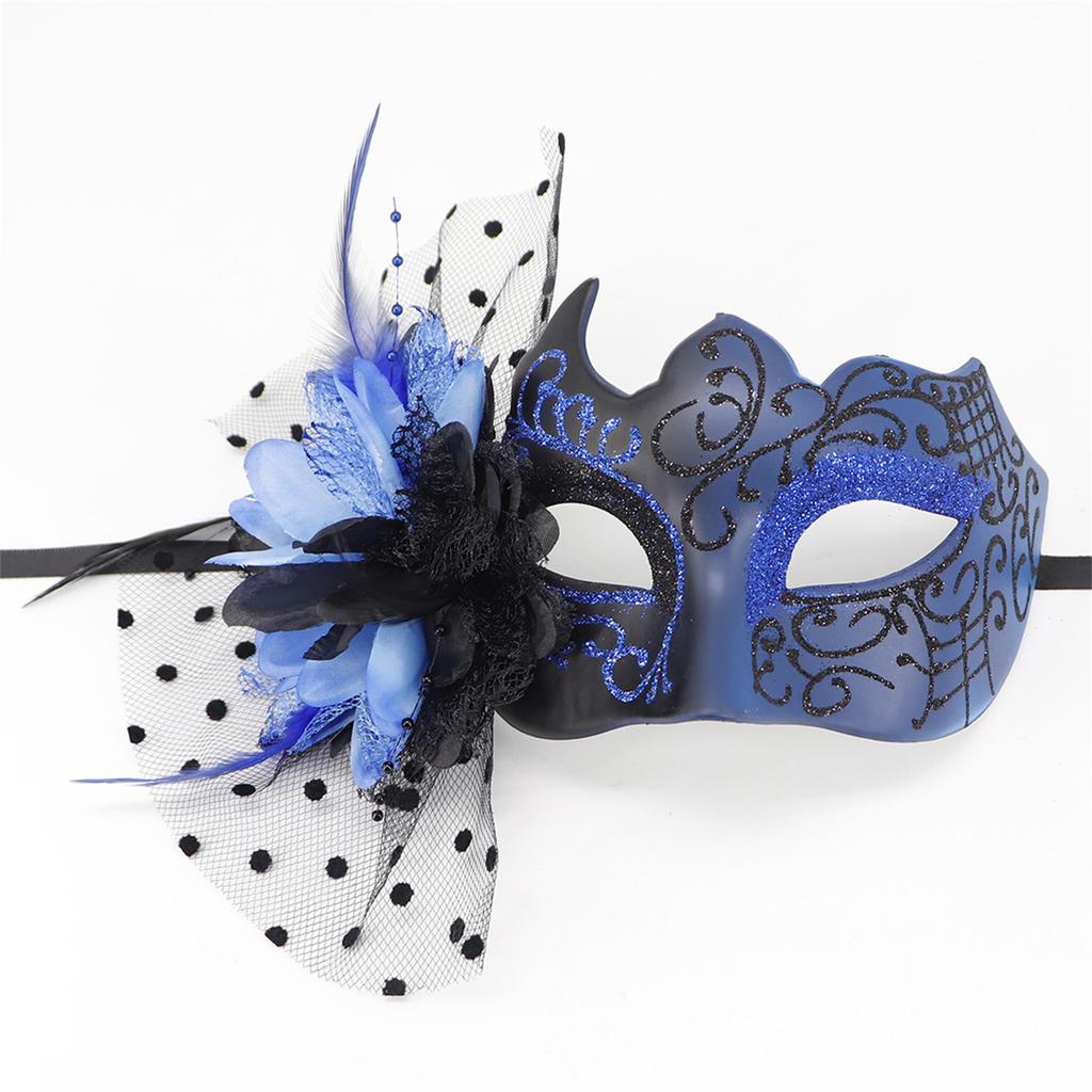Feathered Masquerade Mask Halloween Party Eye Mask Flower Decoration Masquerade Half Face Mask for Women Cosplay