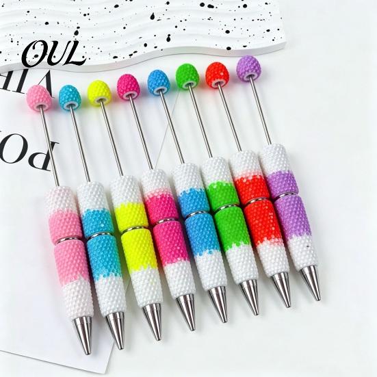 Handmade Pen Kits DIY Beadable Pen, Colorful Fancy Beaded Crafting Ballpoint Rainbow Gradient Pens Gift for Students, Party Favors, Creative