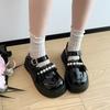 Kids'Casual PU Leather Shoes Princess Spring Shoes For Girls Thick Bottom Anti-slip Black Off-white Shoes Size 35-40