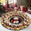 Christmas Round Rug, 3D Zipper Reindeer Pattern Soft Non-Slip Living Room Carpet, Festive Xmas Home Decor, Holiday Gift