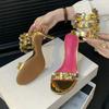 Summer Women's High-heeled Sandals Snake-shaped Winding Sandals Stiletto Open-toed Colorful Rhinestone Strappy High Heels