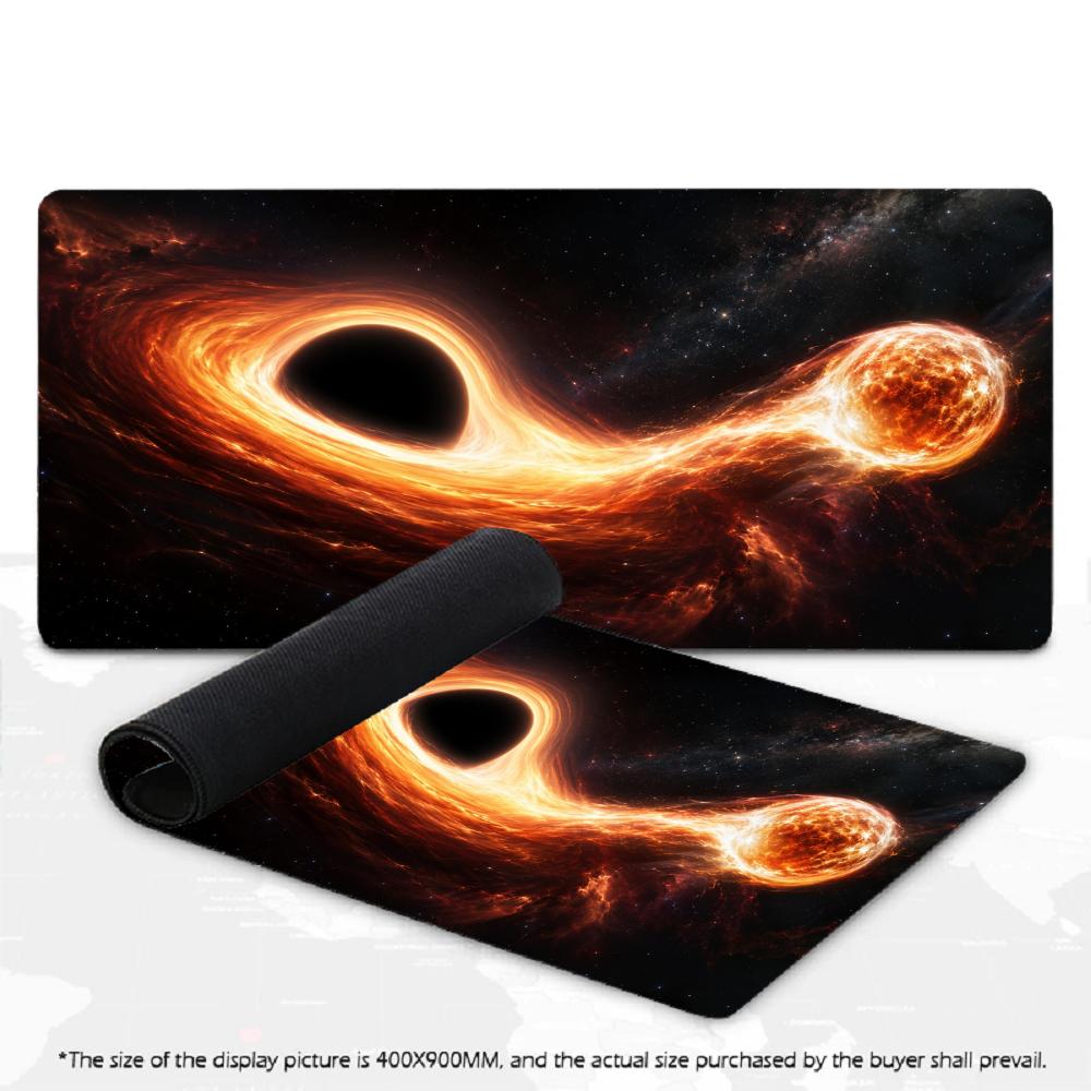 Black Hole Cosmic Fire Nebula Large Gaming Mousepad XXL Deskmat Non‑Slip Rubber Game Mouse Mat Keyboard Desk Mats Gamer Mausepad