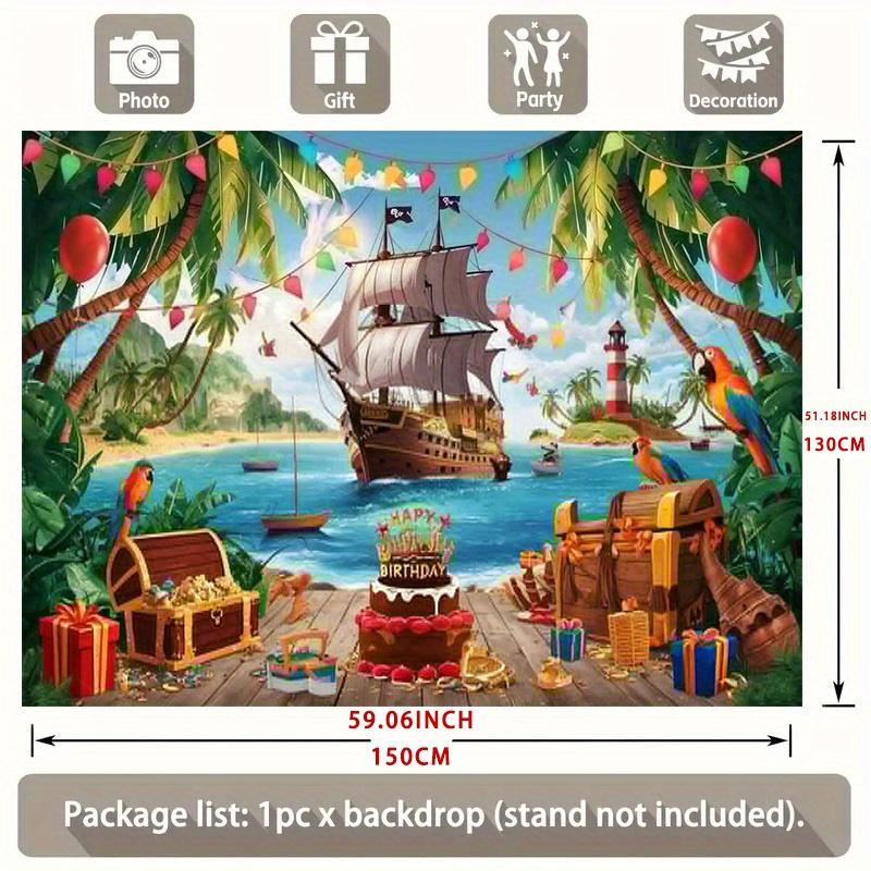 Party Banner 1 Piece, a Birthday Party Backdrop Photo Prop Themed After Pirates, Made of Polyester Fiber.