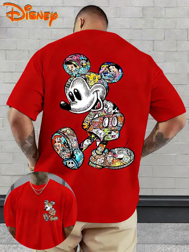 Disney Summer Tshirt Mens and Womens Cartoon Printed Oversized Parent Child Top Fashion Casual Cotton Home Sports Street