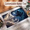 Wolf Theme Soft Crystal Velvet Rug Custom Name & Text Print Non Slip Floor Rug for Bedroom Living Room