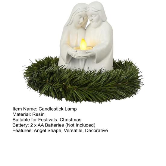 Candlestick Lamp Candle Holder Tealight Crib Advent Wreath Angel Shape Candlestick Lamp Christmas Holiday Decoration