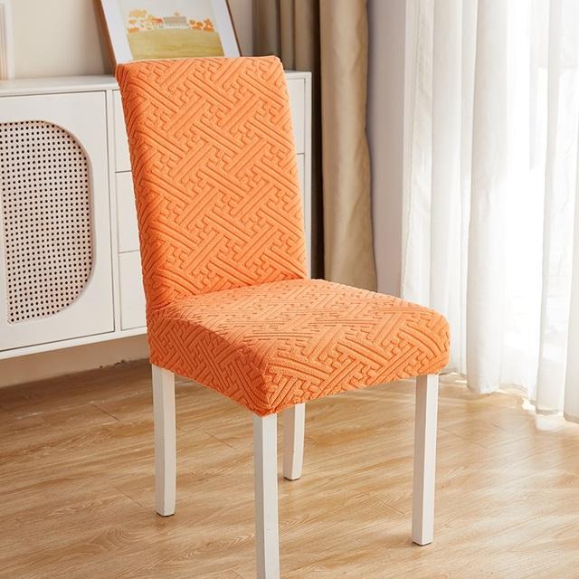 Coprisedia Jacquard Elastico Tinta Unita a Forma di T Coprisedile per Sedia da Sala da Pranzo Fodera Antiscivolo Per Cucina Ufficio Matrimonio Banchetto Casa
