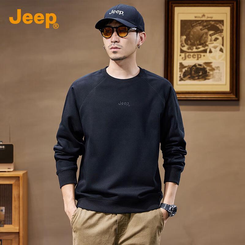 Jeep Men's Loose Fit Long Sleeve Round Neck Sweatshirt