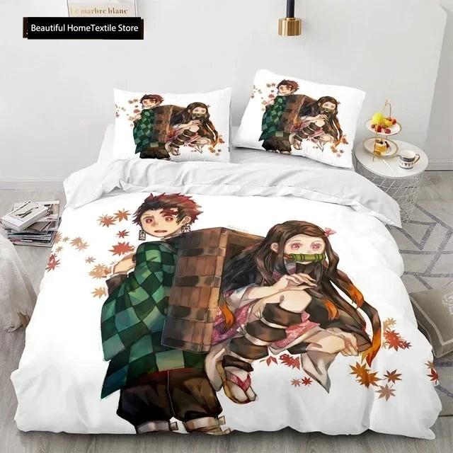 Demon Slayer 3d Bedding Set Anime Duvet Cover Pillowcases Single Twin Full Queen King Size Boys Girls Boys Gift Home Decor