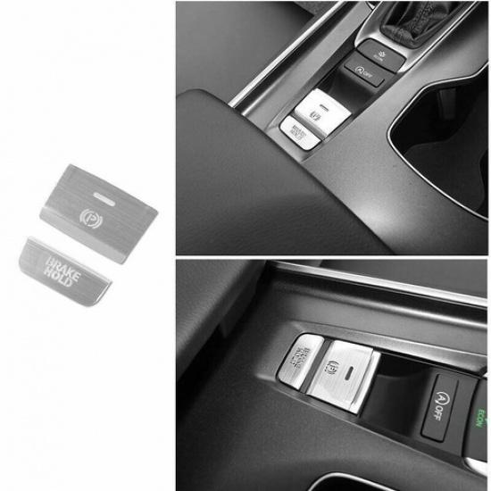For Honda Accord 2018- Silver Aluminum Console Electronic Handbrake Cover