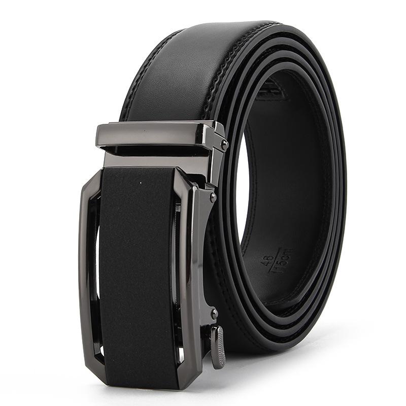 Frosted Automatic Buckle Edge Two-Layer Cowhide Belt, Business And Leisure Men'S Trendy Belt