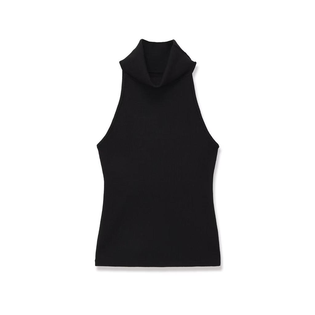 European Style Women's High Neck Sleeveless Spring Top