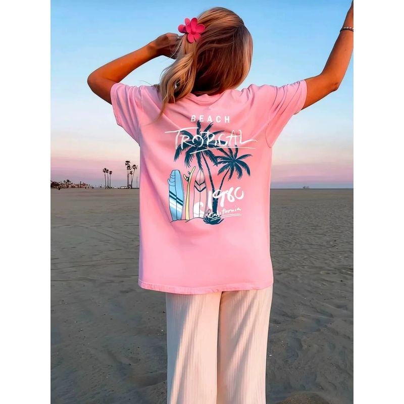 New Letter Printed Top Western Style New Fashion Casual Loose Print Letters T-shirt Top
