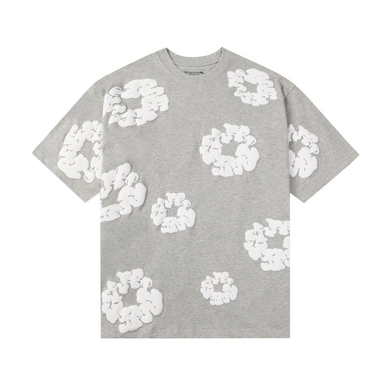 

2024 Класична футболка унісекс вільного крою з круглим вирізом та принтом з капокового пінопласту Large сірий колір