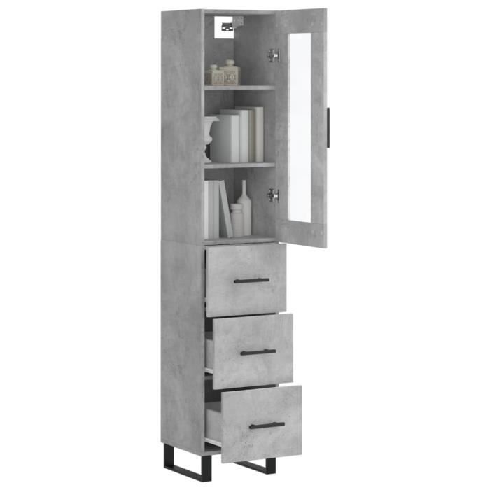 VidaXL Buffet haut Gris béton 34,5x34x180 cm Bois d'ingénierie 3199261