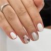 24 Piezas Uñas Postizas Cuadradas Cortas Adhesivas Brillo Cobertura Completa Uñas Postizas Simples de Presionar Suministros para Manicura para Mujer