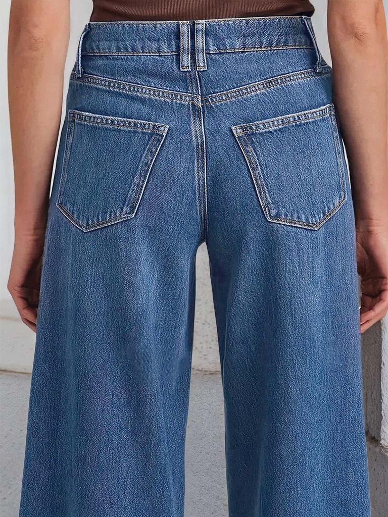 New Women's Fashionable Wide-Leg Stretchy Denim Jeans - Comfortable, Stylish, High-Quality Casual Pants