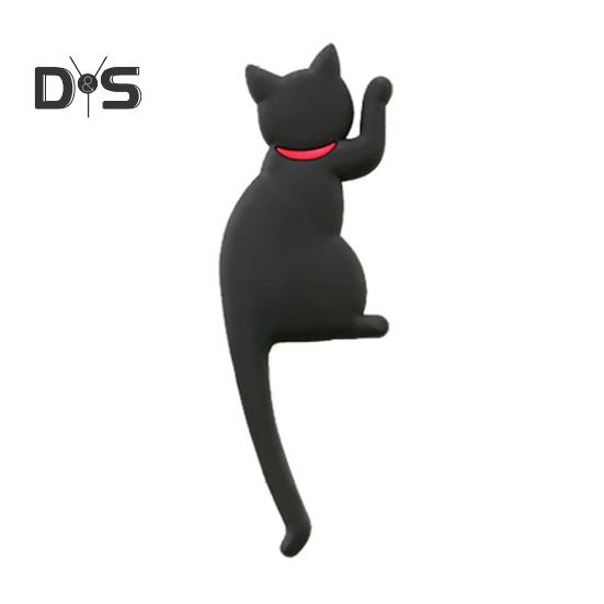 Fridge Sticker with Hook High Toughness 3D Realistic Cartoon Cat Design Refrigerator Sticker Decorative Fridge Accessory