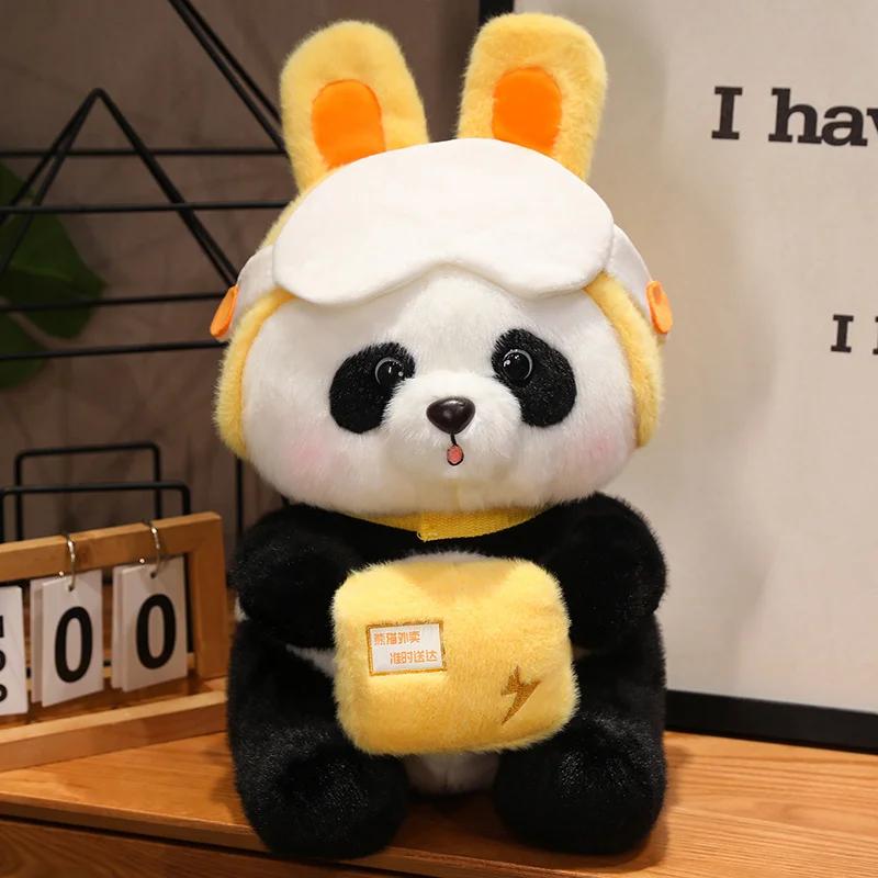 30/40cm Kawaii Foodie Panda Bear Short Plush Stuffed Animal Doll Animals Toy Pillow Cartoon Kawaii Dolls Girls Lover Gifts
