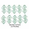 100 Pcs Dollar Shaped Dollar Shape Paper Clips Plastic-coated Metal 4.5*2cm Metal Paper Clips Green Prevent Slip