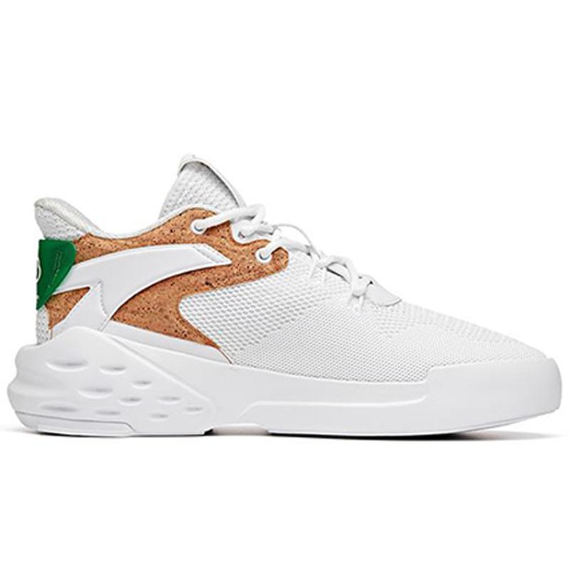 Anta Bastard Eco-Friendly Series Lightweight And Breathable Mid-Top Skateboard Shoes Men's White Green Sneakers 912038066-1