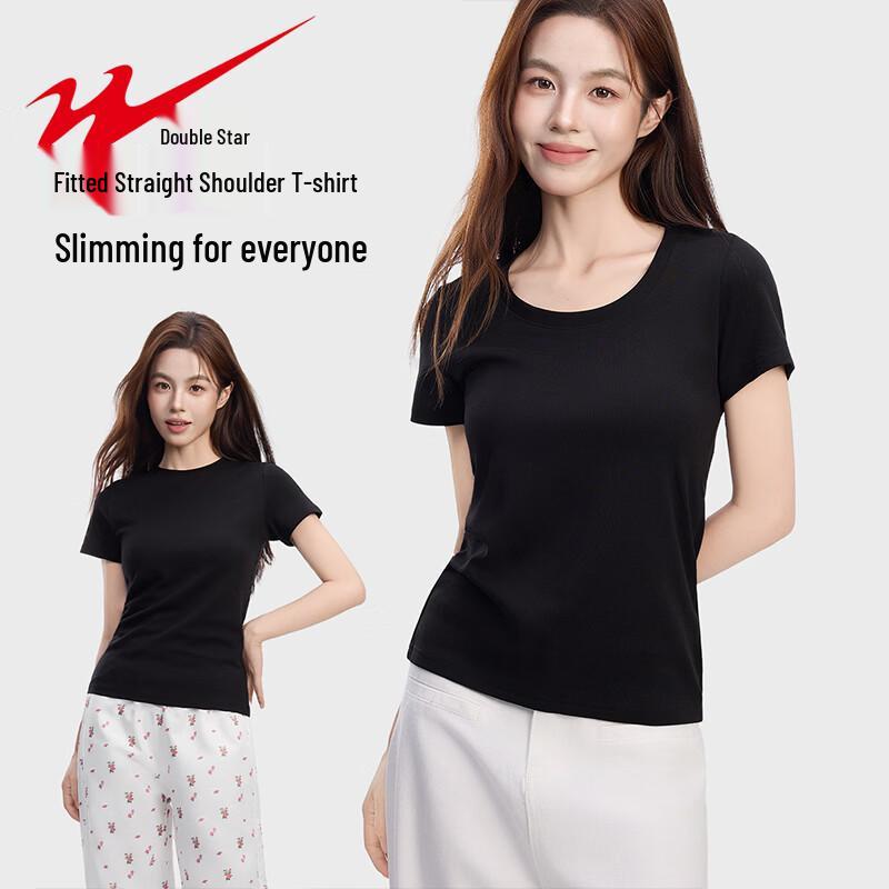 Shuangxing Women s Round Neck Short Sleeve Slim Fit T-shirt L