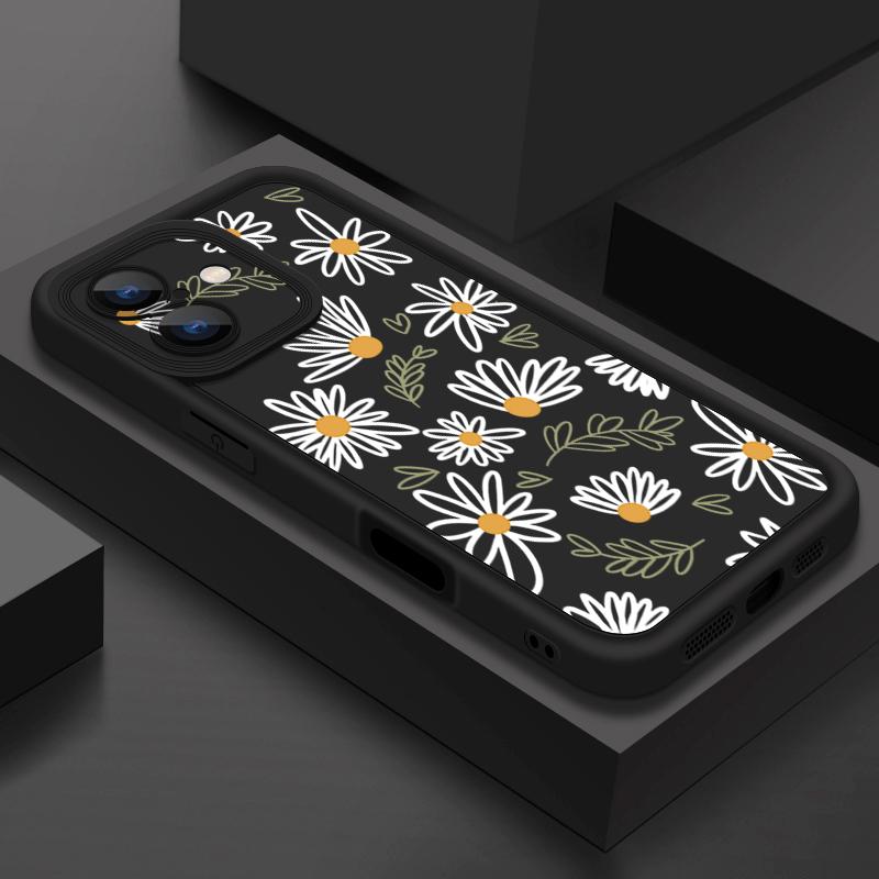 Soft TPU Case For iPhone 16e 16 17 Pro Max 15 14 Plus 13 12 Pro Max 11 17 Air Cartoon White Flower Printing Silicone Phone Cover