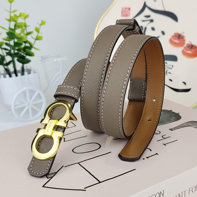 Women's Genuine Leather Thin Waist Belt – Casual Korean Style for Dresses and Pants