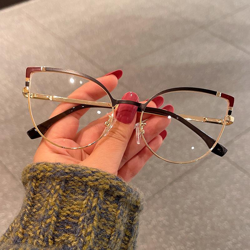 European American Style Frame Glasses Cat Eye Shape Anti Blue Light Glasses Fashion Trendy Decorative Glass