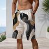 Men S Plus Size Printed Beach Shorts Drawstring Waist Straight Leg With Side Pockets
