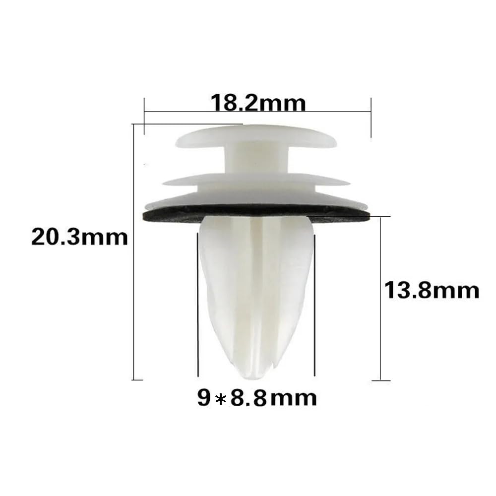 YFFSFDC Car Rivet Interior Clip Clip Nylon Bumper Clip for Mazda Toyota Suzuki (White 100pcs)